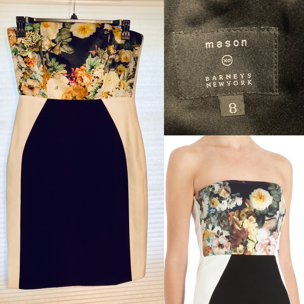 Mason x Barneys Exclusive Strapless Floral Dress, sz 8